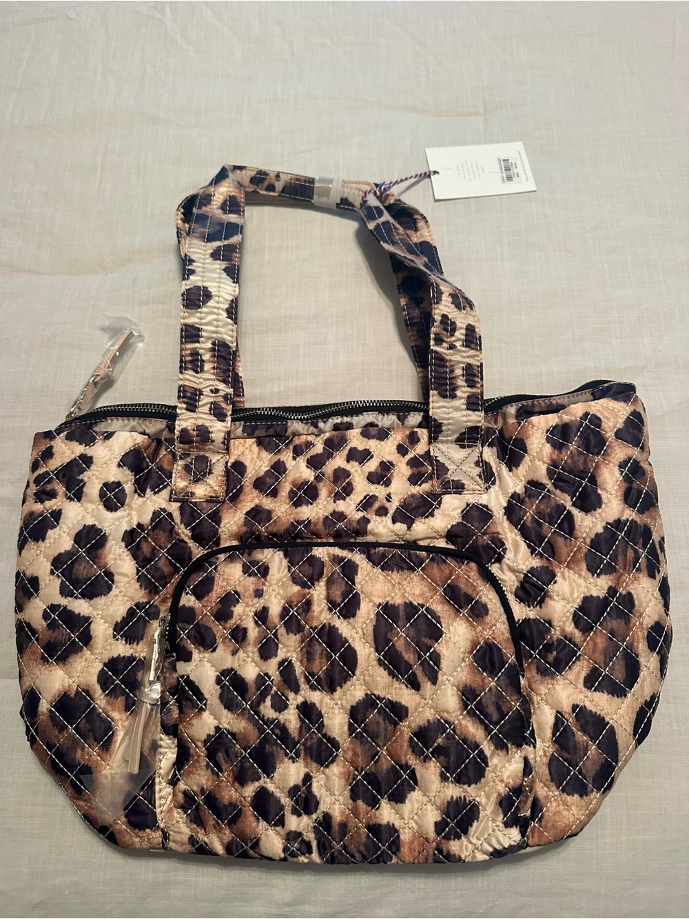 Urban Expressions Leopard Print Quilted Tote - Brown, Black, Cream
